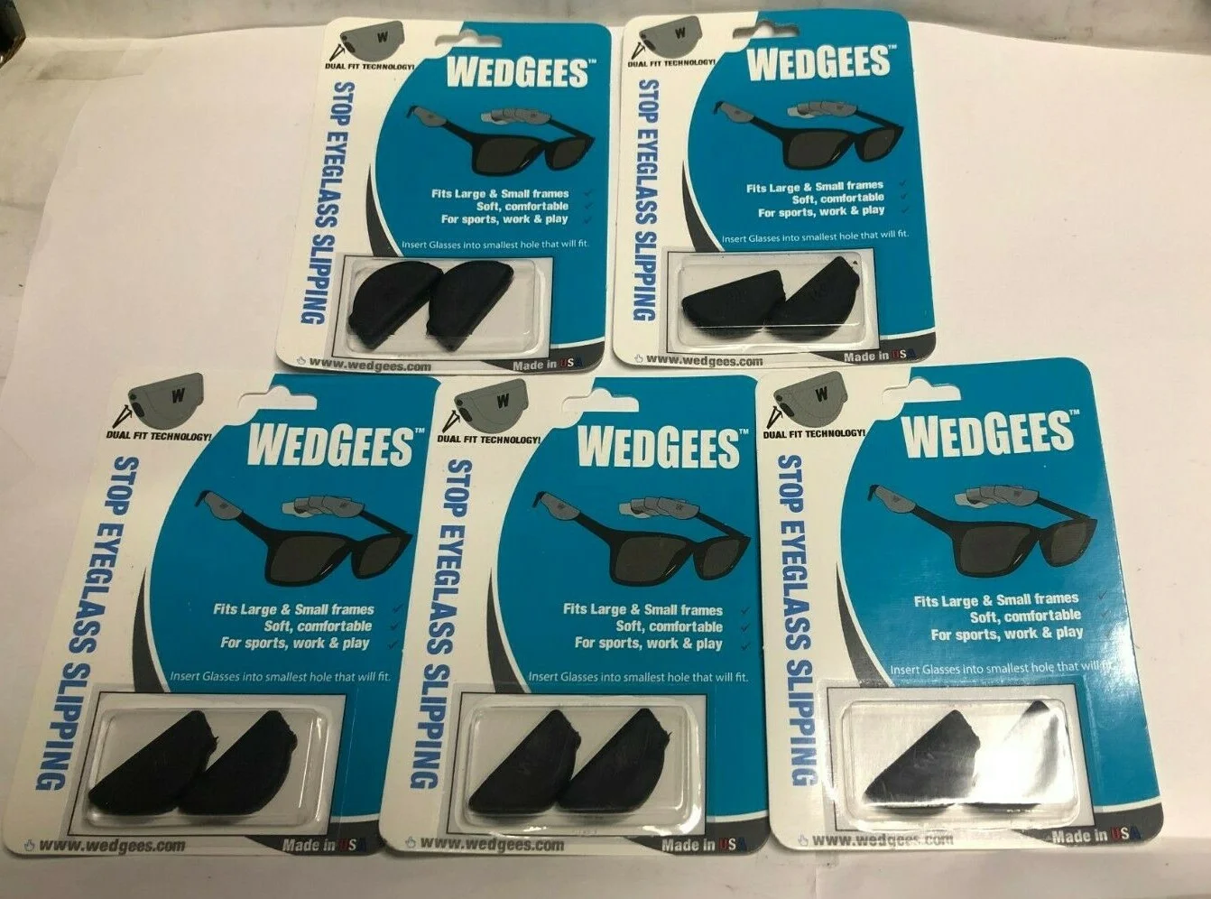 5 pairs WEDGEES Eyeglasses Sunglasses Retainers Eyewear Anti Slip Grip Holders