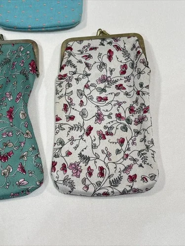 5-Vintage Cloth Eyeglasses Cases And 2 Holders 60s Floral Mod Kisslock 4