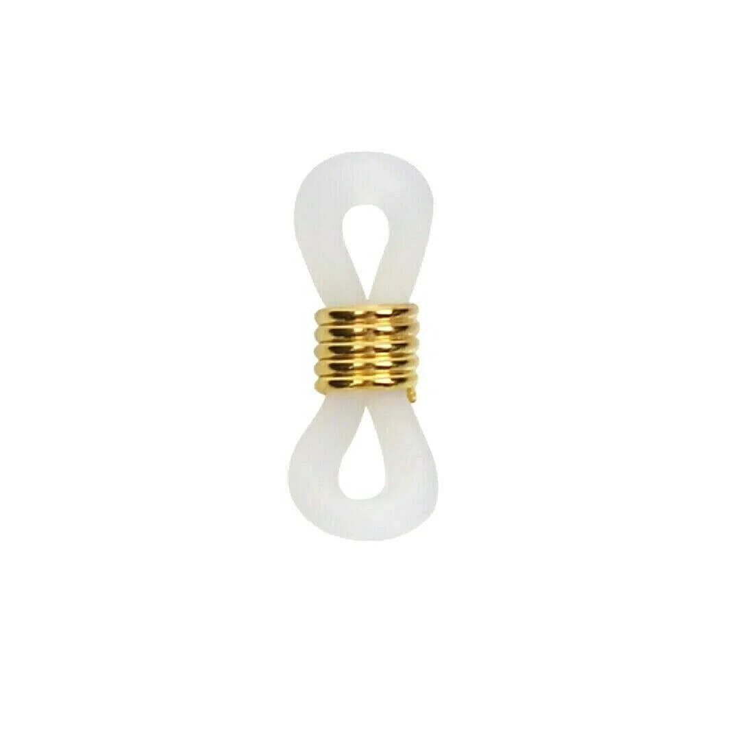 50 White Rubber and Gold Coil Sun Eye Glasses Eye Glass Holders Bead Findings