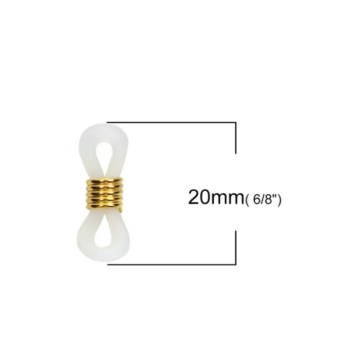 50 White Rubber and Gold Coil Sun Eye Glasses Eye Glass Holders Bead Findings 2
