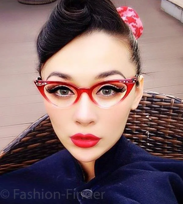 50s Retro RITA Cat Eye Gradient Ombre WaYFe Demi PinUp Clear Eyeglasses Frames