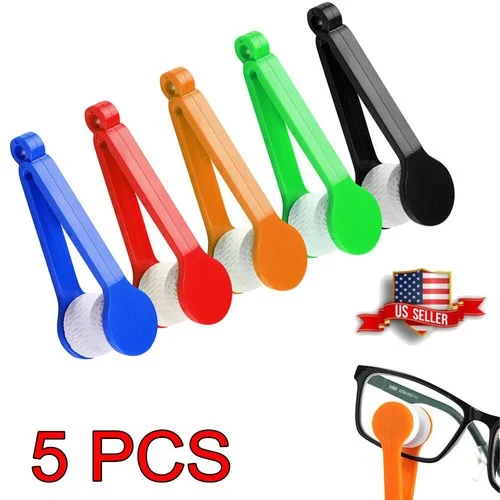 5Pcs Eyeglass Cleaner Lens Microfiber Brush Spectacles Glasses Cleaning Clip