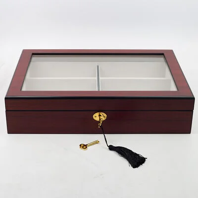 6 CHERRY WOOD EYEGLASS SUNGLASS OVERSIZED GLASSES STORAGE DISPLAY CASE ORGANIZER 2