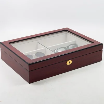 6 CHERRY WOOD EYEGLASS SUNGLASS OVERSIZED GLASSES STORAGE DISPLAY CASE ORGANIZER 4