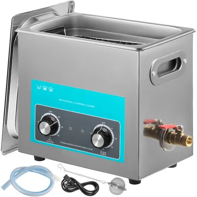 6-l Ultrasonic Cleaner with Heater Timer Coins Eyeglasses Water Drain