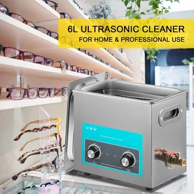6-l Ultrasonic Cleaner with Heater Timer Coins Eyeglasses Water Drain 2