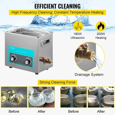 6-l Ultrasonic Cleaner with Heater Timer Coins Eyeglasses Water Drain 4