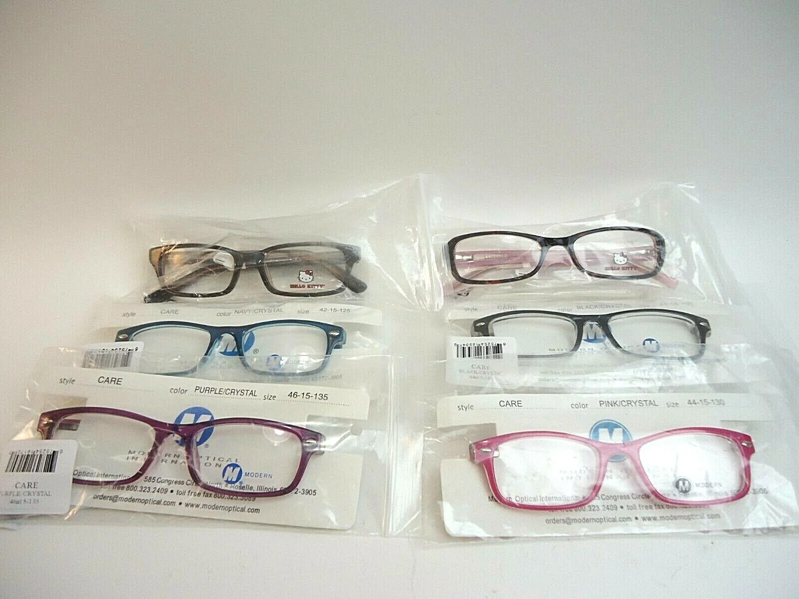 6 Pair of Childrens Eyeglass Frames Hello Kitty Modern Optical Various Sizes