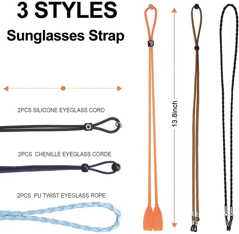 6 Pcs Eyeglasses Strap-Chains-Cord, Premium Sunglass String for Men Women Kids, 2