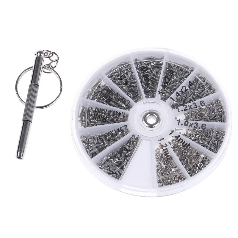 600Pcs Tiny Screws Nut + Screwdriver Watch Eyeglass Glasses Repair Too.nu 2