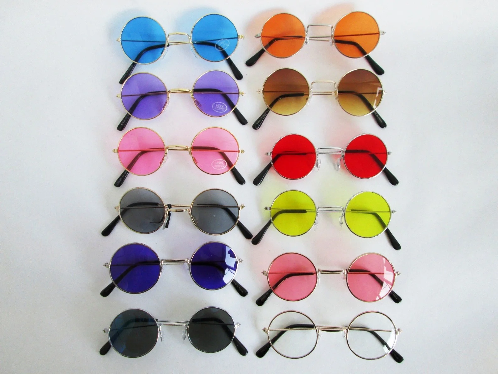 60S 70S HIPPIE RETRO GROOVY JOHN LENNON ROCKER COSTUME ROUND GLASSES LENS ADULT