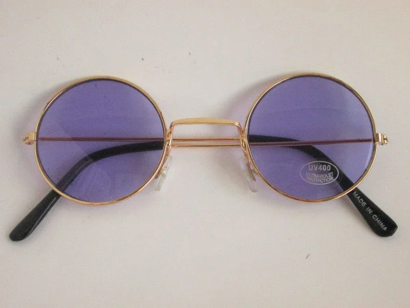 60S 70S HIPPIE RETRO GROOVY JOHN LENNON ROCKER COSTUME ROUND GLASSES LENS ADULT 3