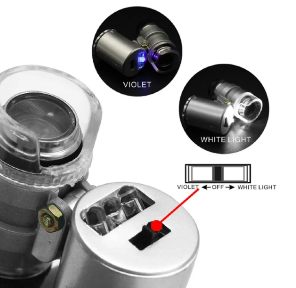 60X Magnifying Loupe Jewelry Jewelers Pocket Magnifier Loop Eye Glass Led Light 4