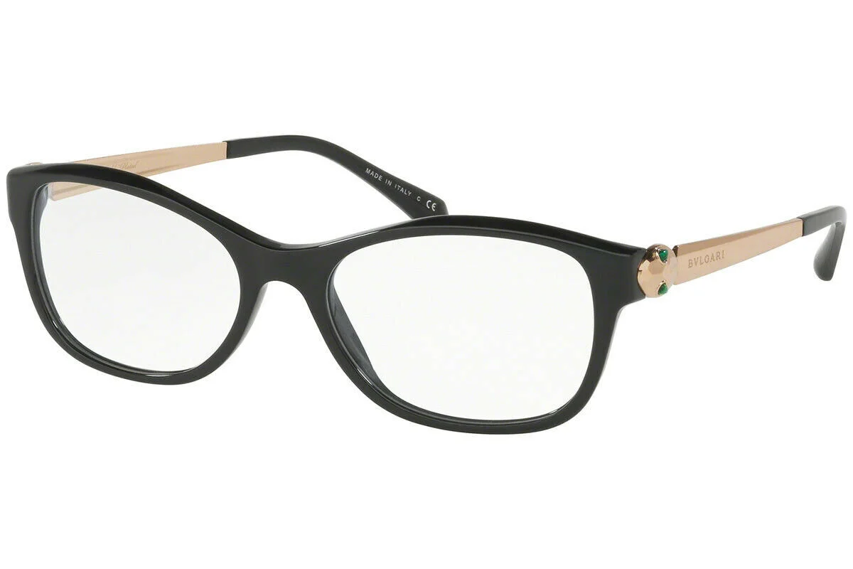 $650 New BVLGARI BV 4138-K-B 5195 54mm Black 24k Gold Serpenti Eyeglasses Italy