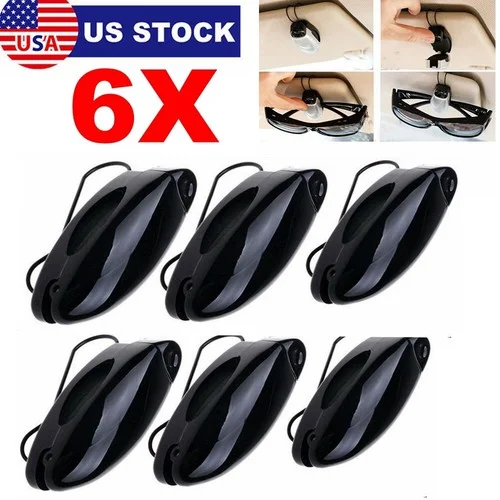 6Pcs Car Auto Sun Visor Clip Holder For Reading Glasses Sunglasses Eyeglass Card 1