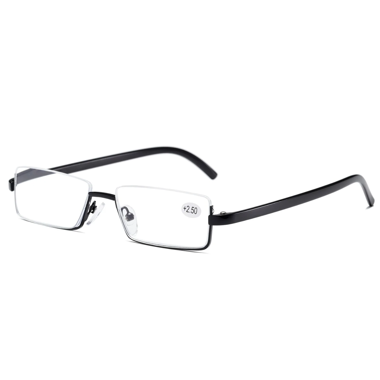 6PK Men Half Metal Frame Reading Glasses Blue Light Readers for Small Head Face 2