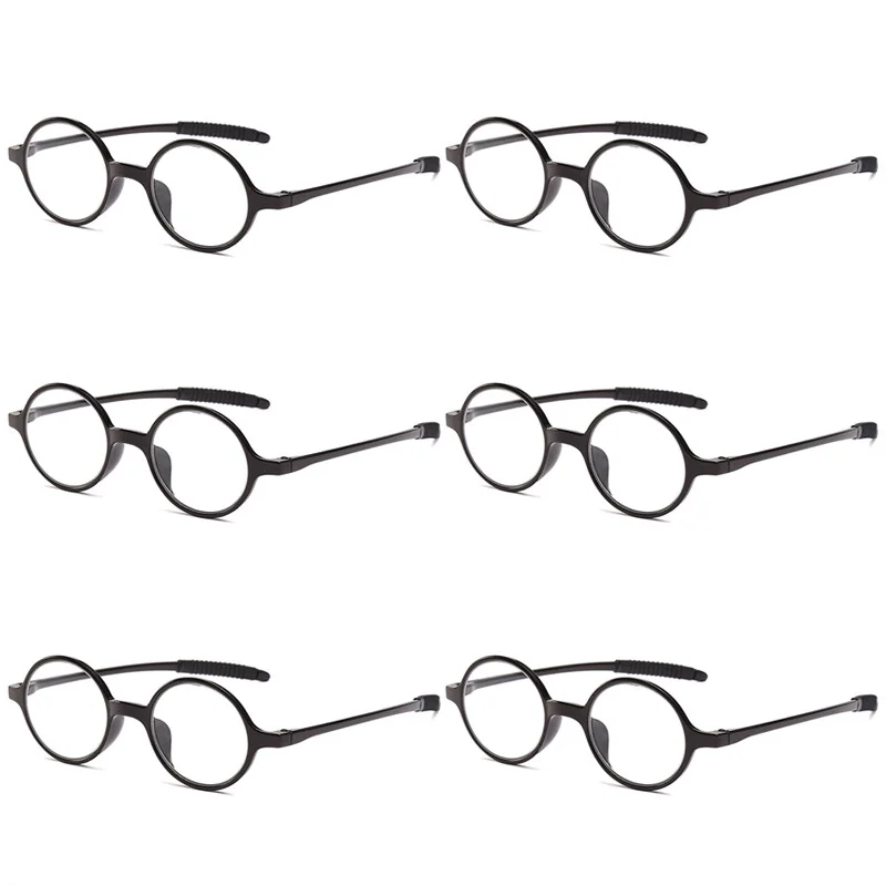 6PK Mens Unisex Round Frame Reading Glasses Clear Lens Readers for Small Faces
