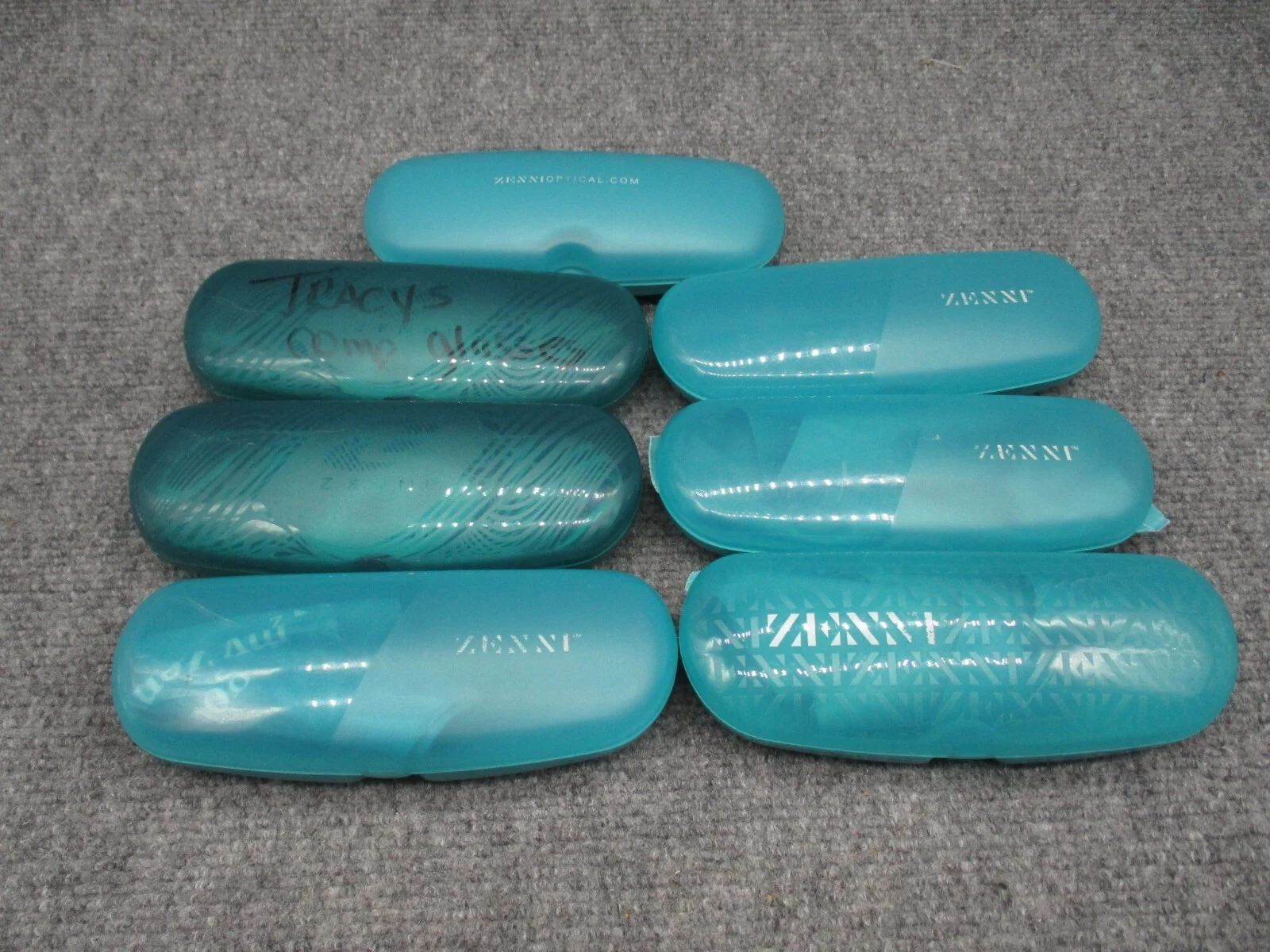 7 Zenni Eyeglass Case Hard Plastic Shell Snap Shut Turquoise Teal Blue Glasses 1