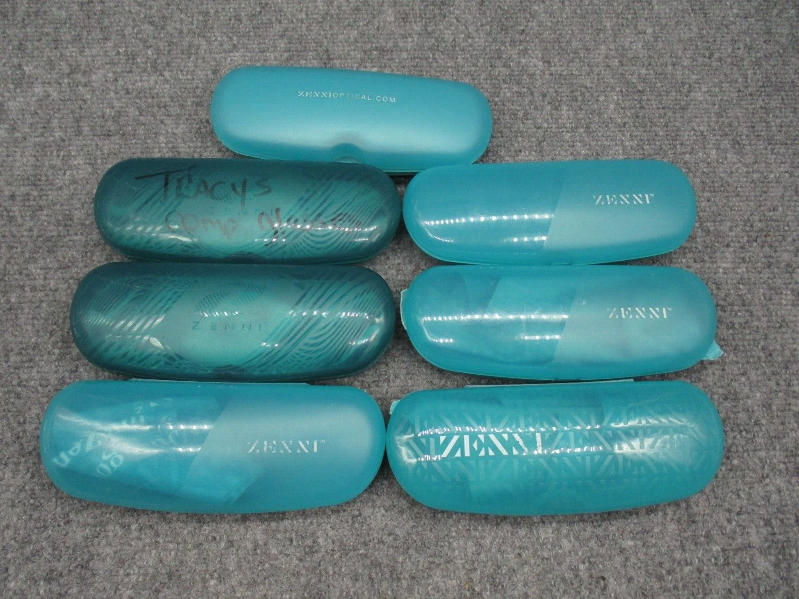 7 Zenni Eyeglass Case Hard Plastic Shell Snap Shut Turquoise Teal Blue Glasses 2