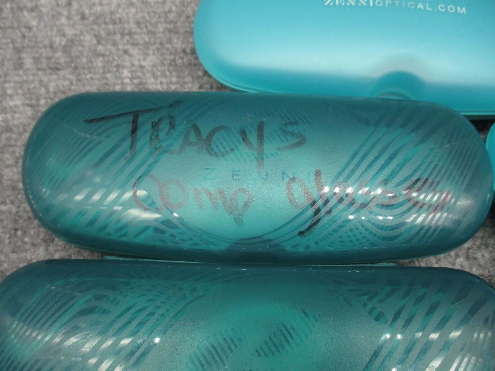 7 Zenni Eyeglass Case Hard Plastic Shell Snap Shut Turquoise Teal Blue Glasses 3