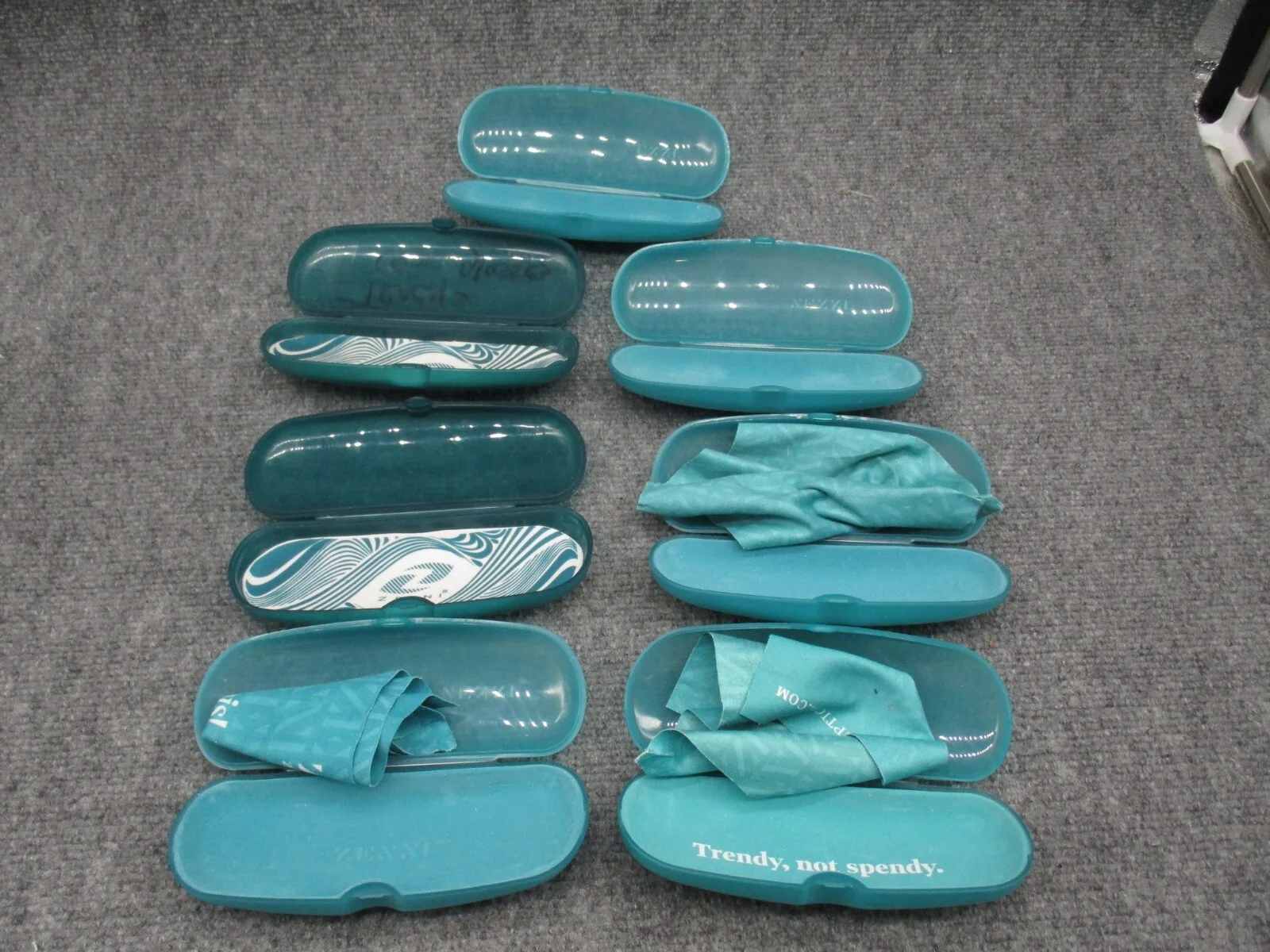 7 Zenni Eyeglass Case Hard Plastic Shell Snap Shut Turquoise Teal Blue Glasses 4