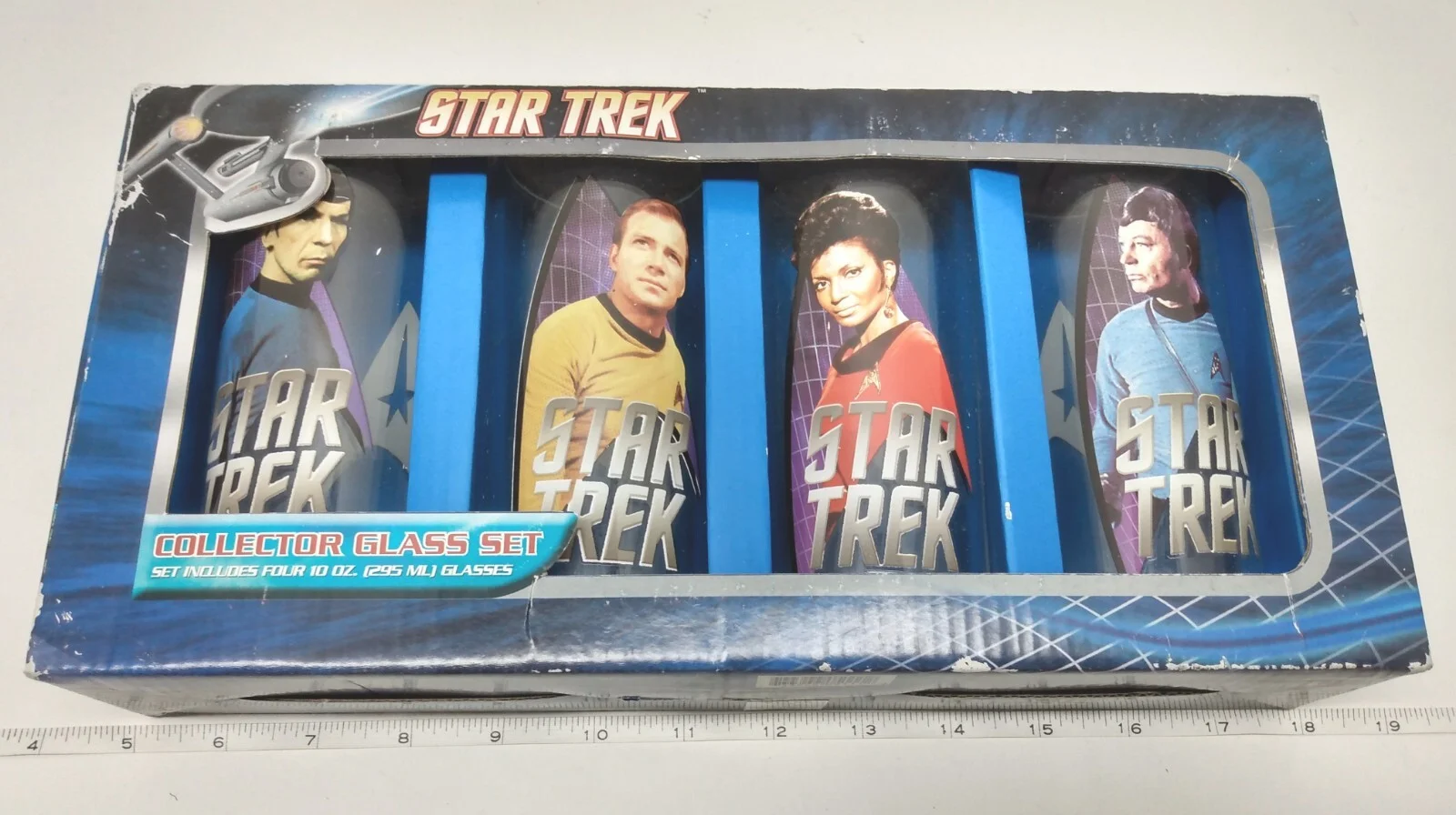 70% OFF! Star Trek TOS 10 oz Glasses, Kirk, Spock, Uhura, McCoy, In Original Box