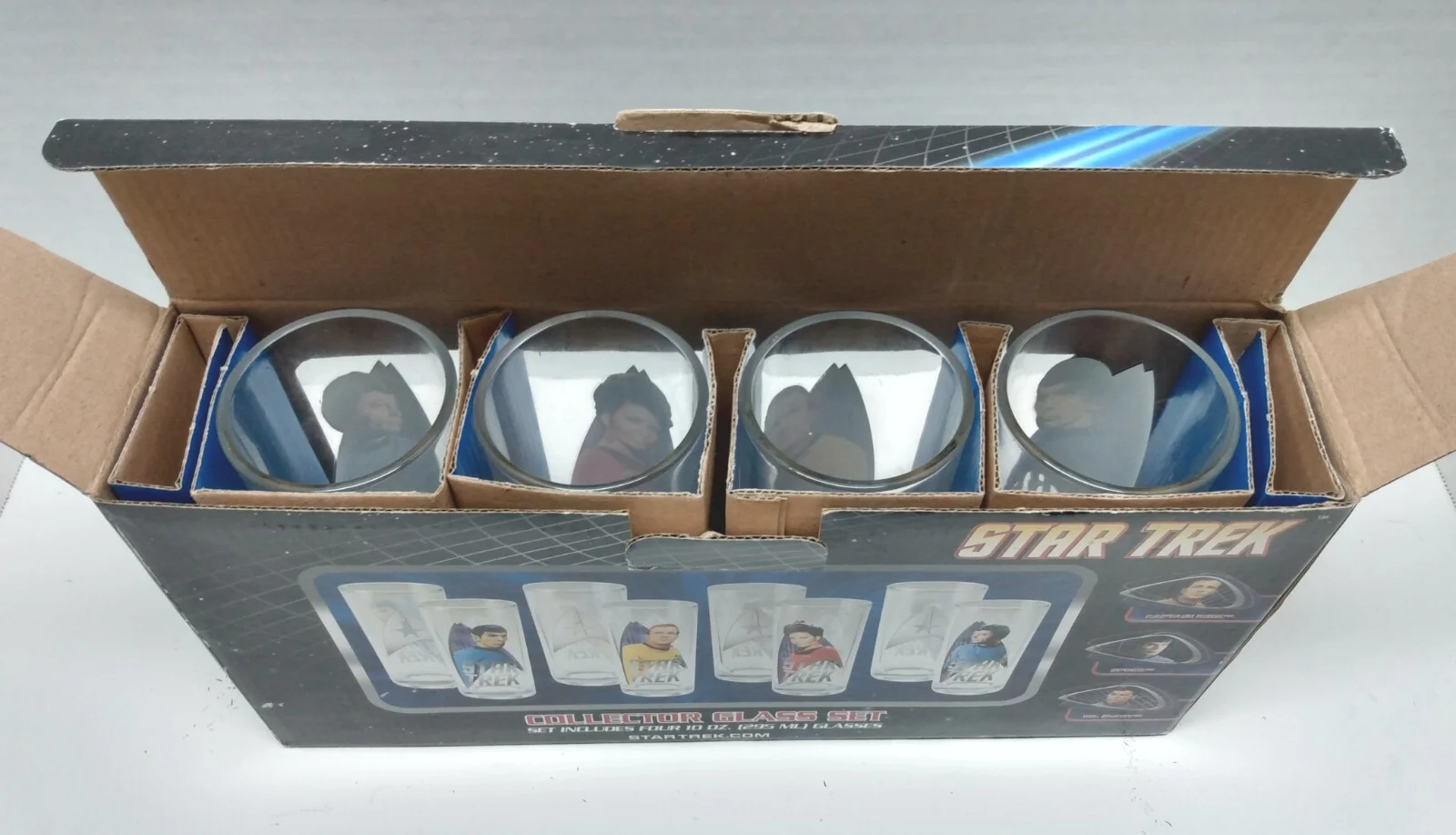 70% OFF! Star Trek TOS 10 oz Glasses, Kirk, Spock, Uhura, McCoy, In Original Box 3