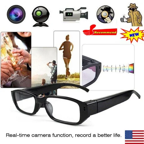 720 HD Camera Glasses Audio Video Recorder Eyeglass Sunglasses Sports DVR Cam US 1