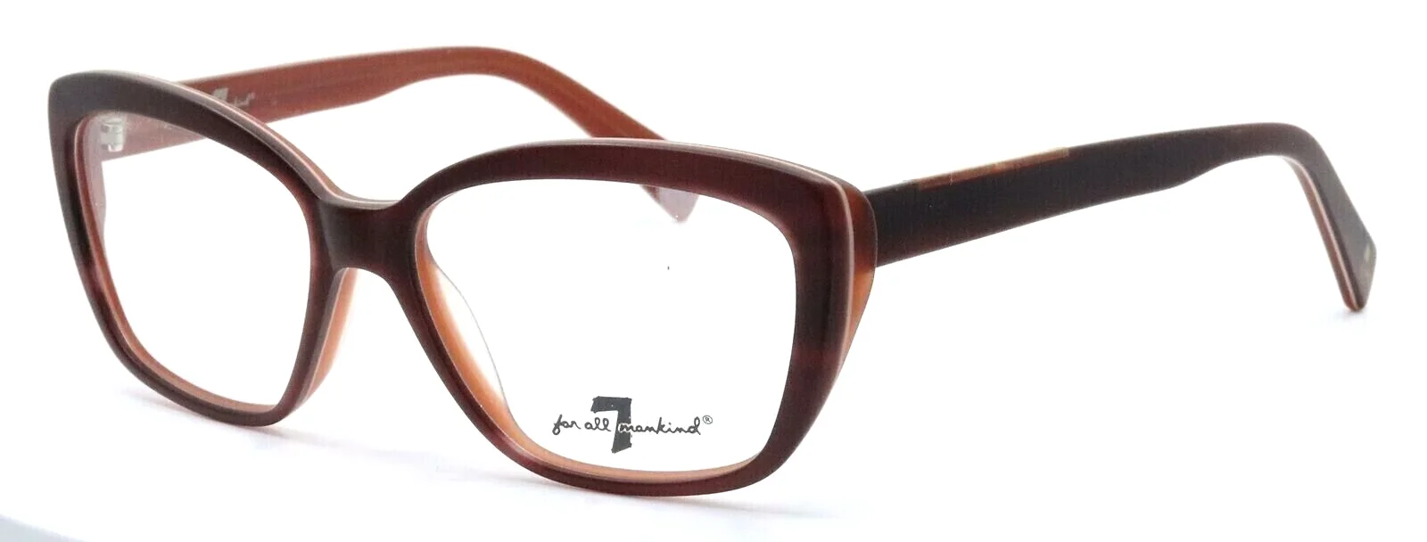 7FAM 7 For All Mankind 717 RUSS Brown Stripe Cat Eye Womens Eyeglasses 51-15-135