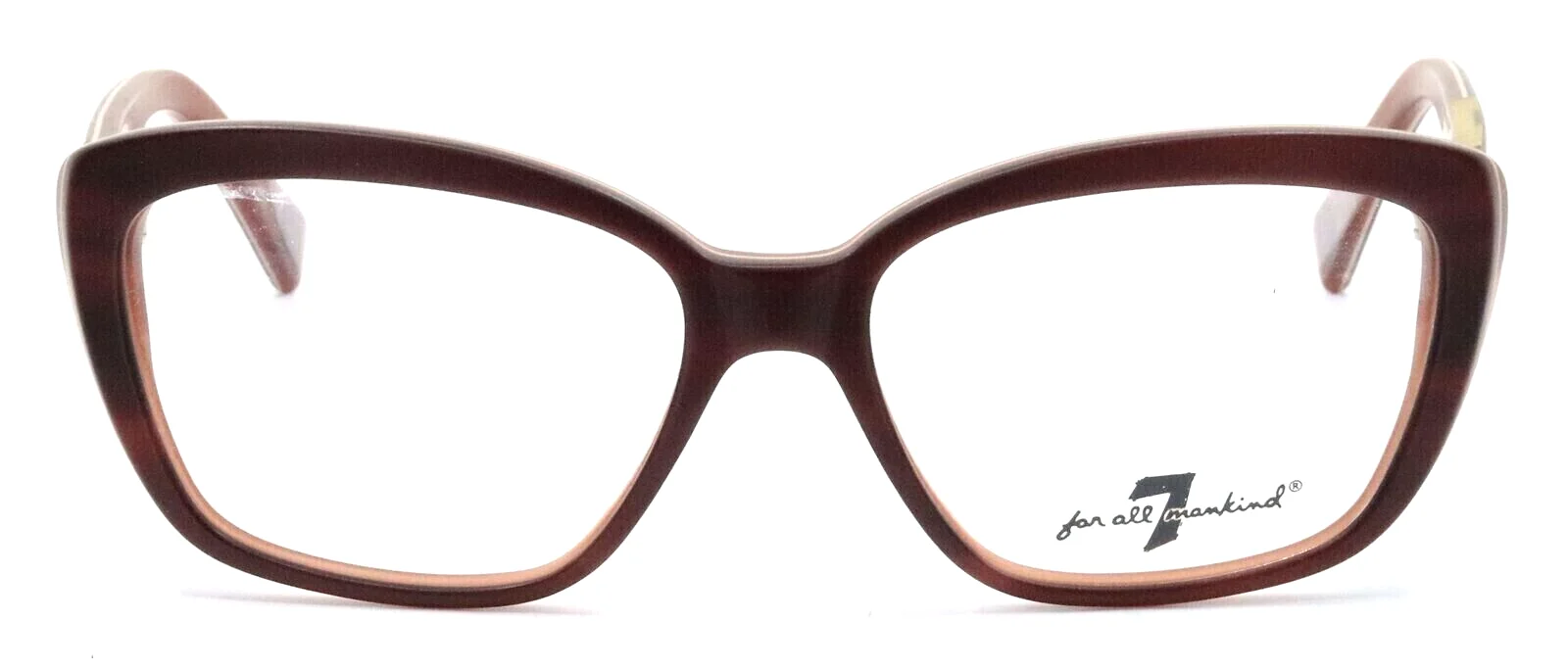 7FAM 7 For All Mankind 717 RUSS Brown Stripe Cat Eye Womens Eyeglasses 51-15-135 2