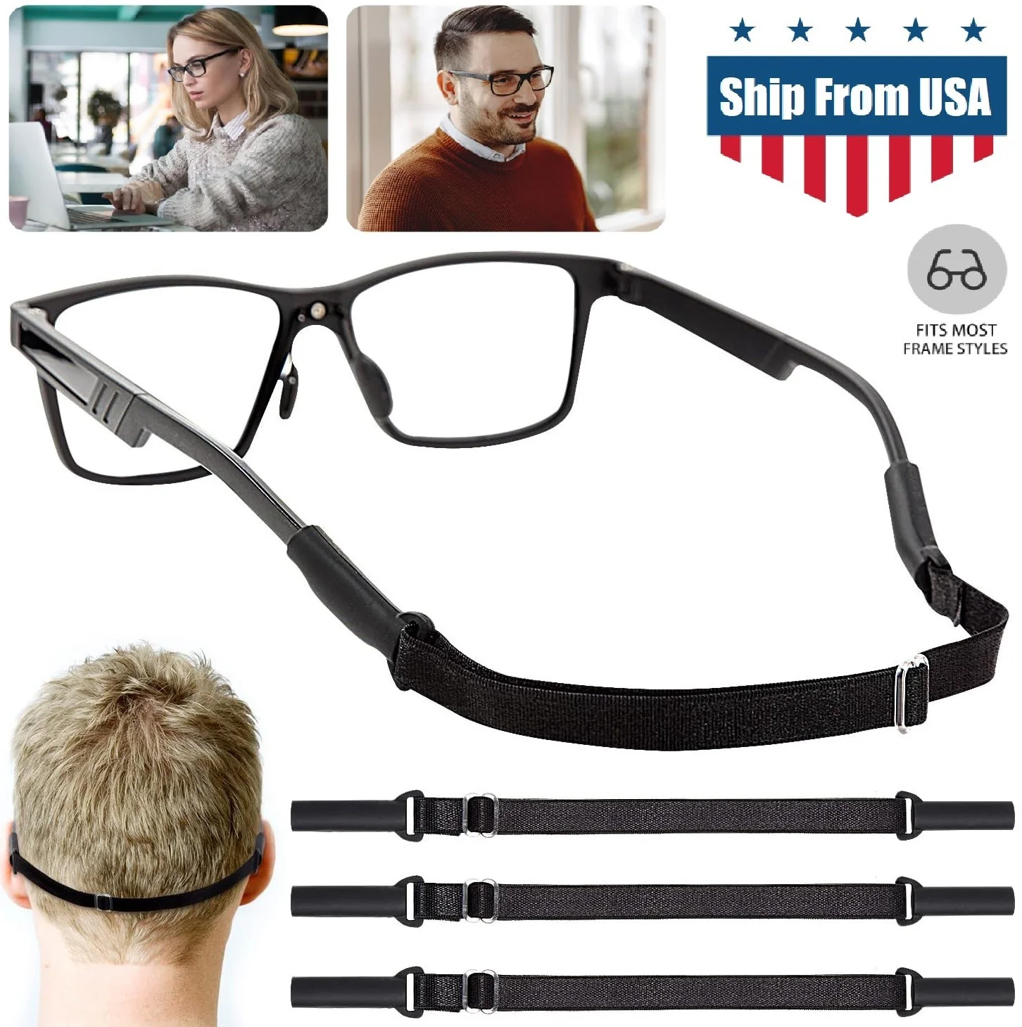 8× Adjustable Sunglasses Glasses Strap Men Women Sport Eyewear Retainer Strap US 3