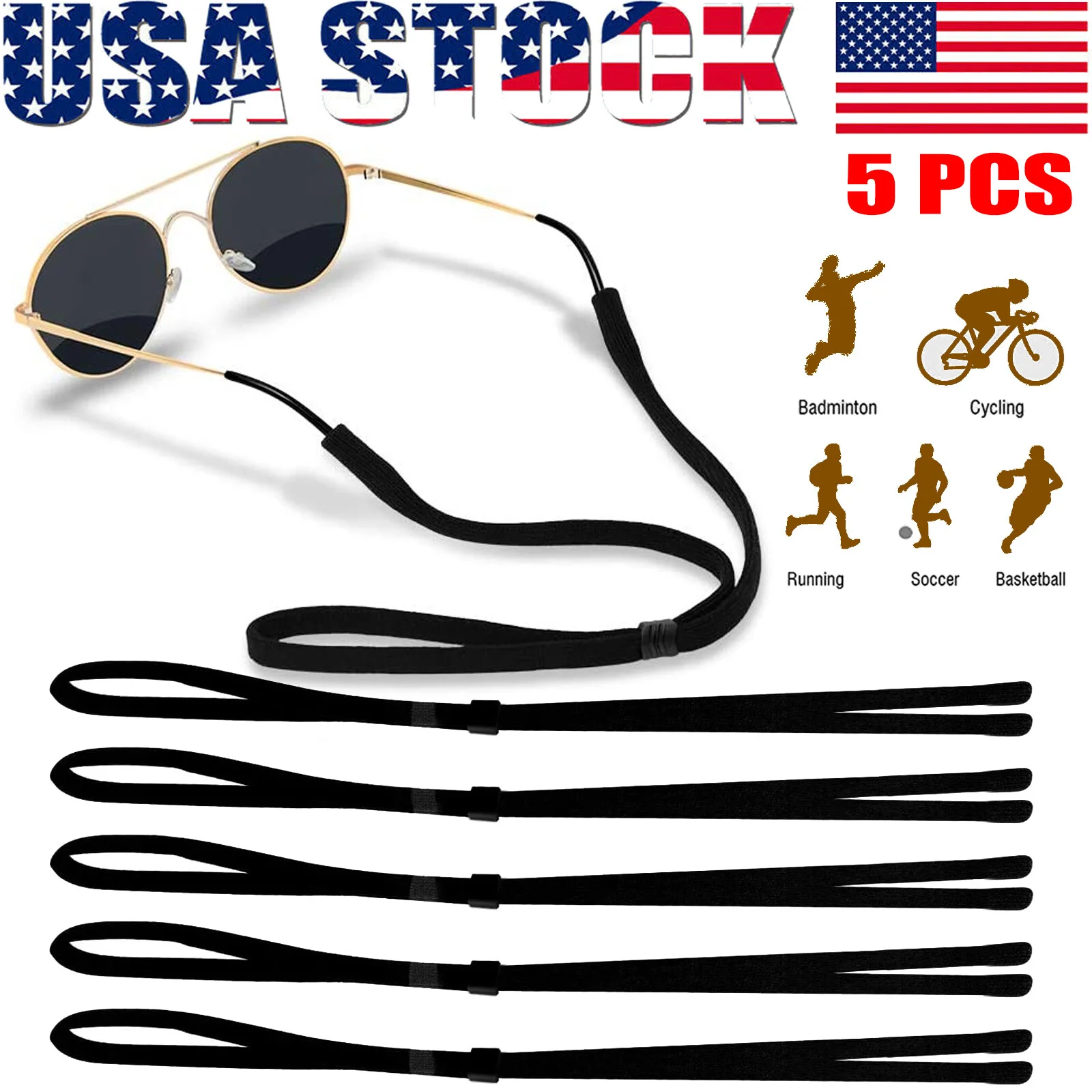 8× Adjustable Sunglasses Glasses Strap Men Women Sport Eyewear Retainer Strap US 4