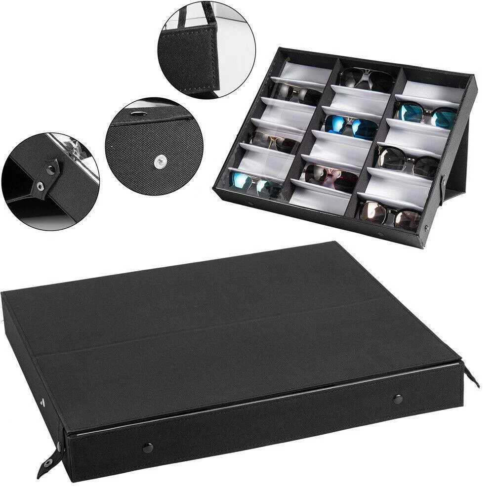8/12/18 Slot Durable Display Sunglasses Eyeglasse Storage Case Box Holder Black 2