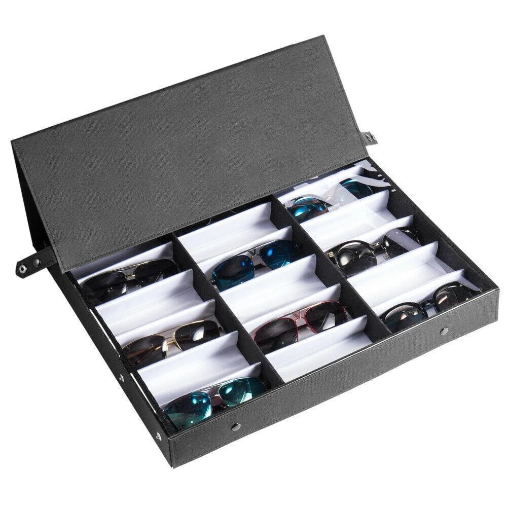 8/12/18 Slot Durable Display Sunglasses Eyeglasse Storage Case Box Holder Black 4