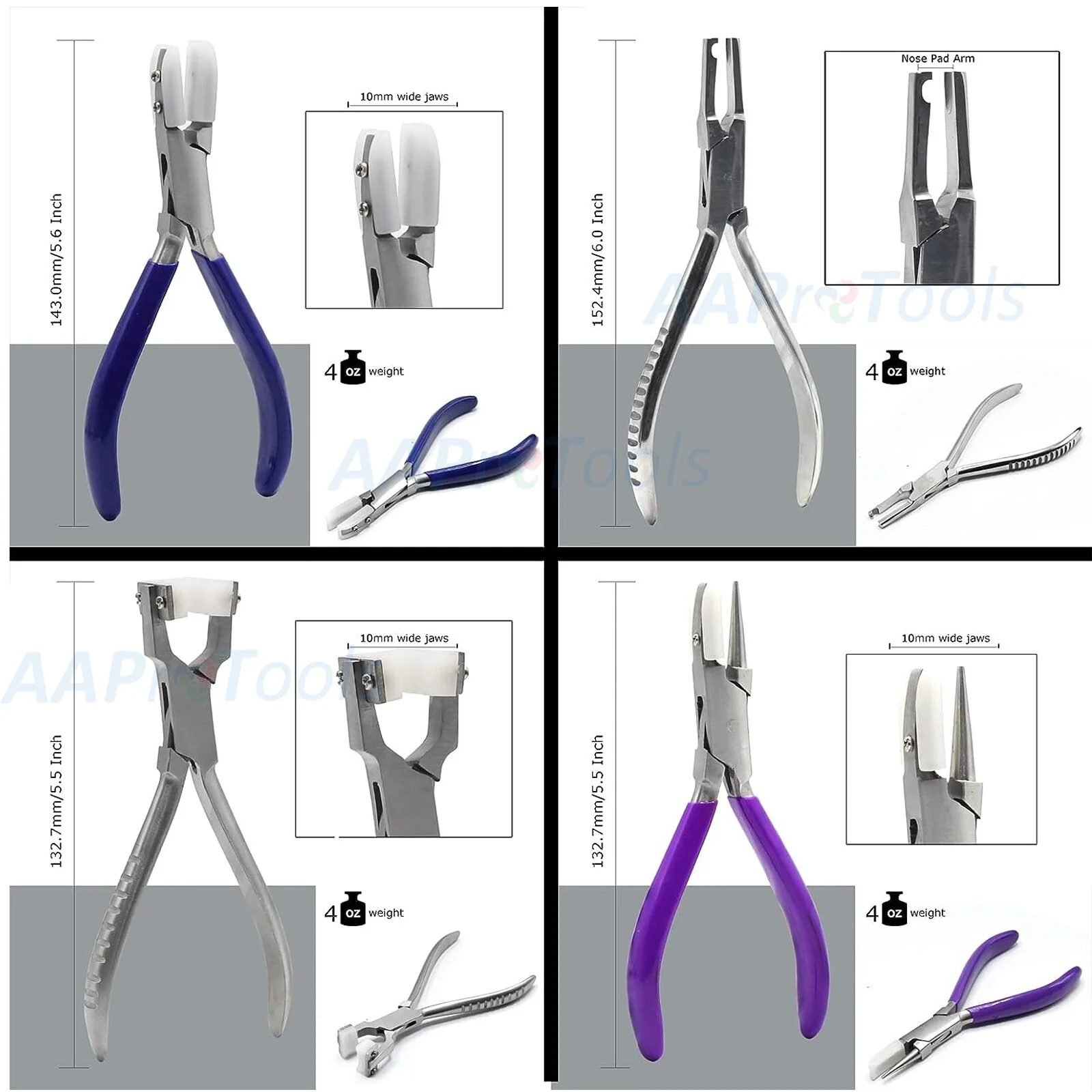 9-Eyeglass Optical Optician Tools Pliers Bent Nose Rimless Optical PLIER KIT 4