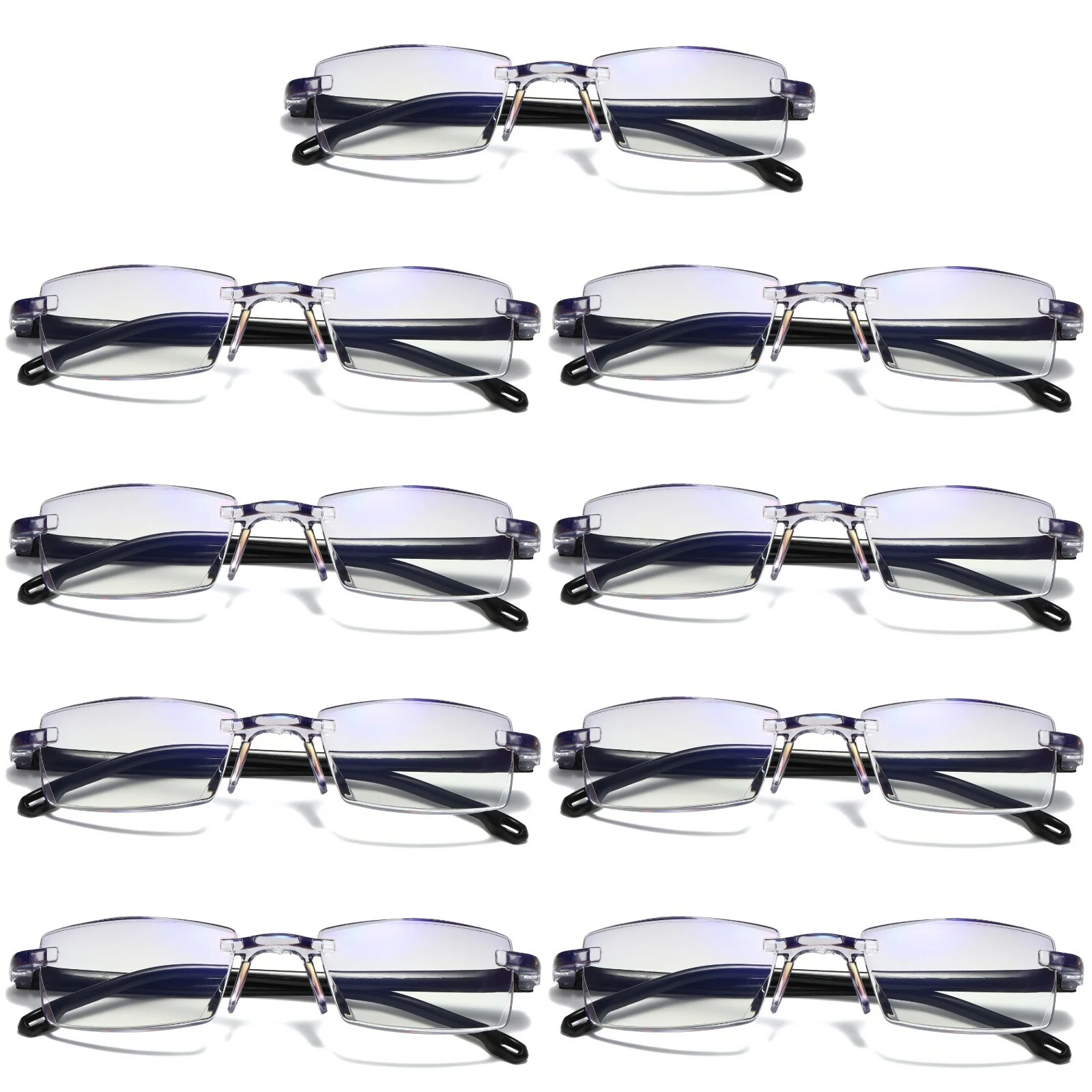 9 PK Mens Rectangular Rimless Blue Light Blocking Reading Glasses Unisex Readers 2
