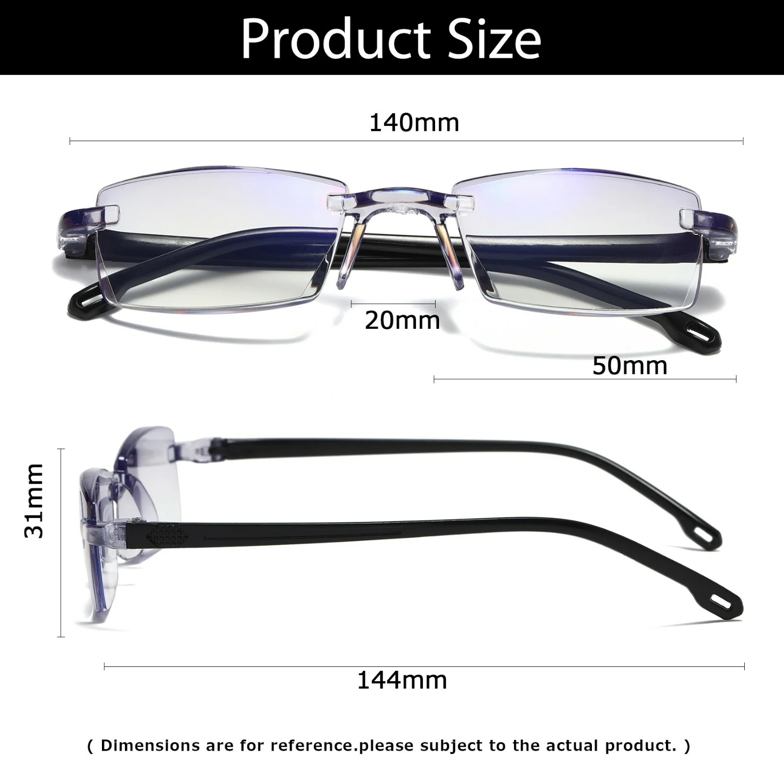 9 PK Mens Rectangular Rimless Blue Light Blocking Reading Glasses Unisex Readers 3
