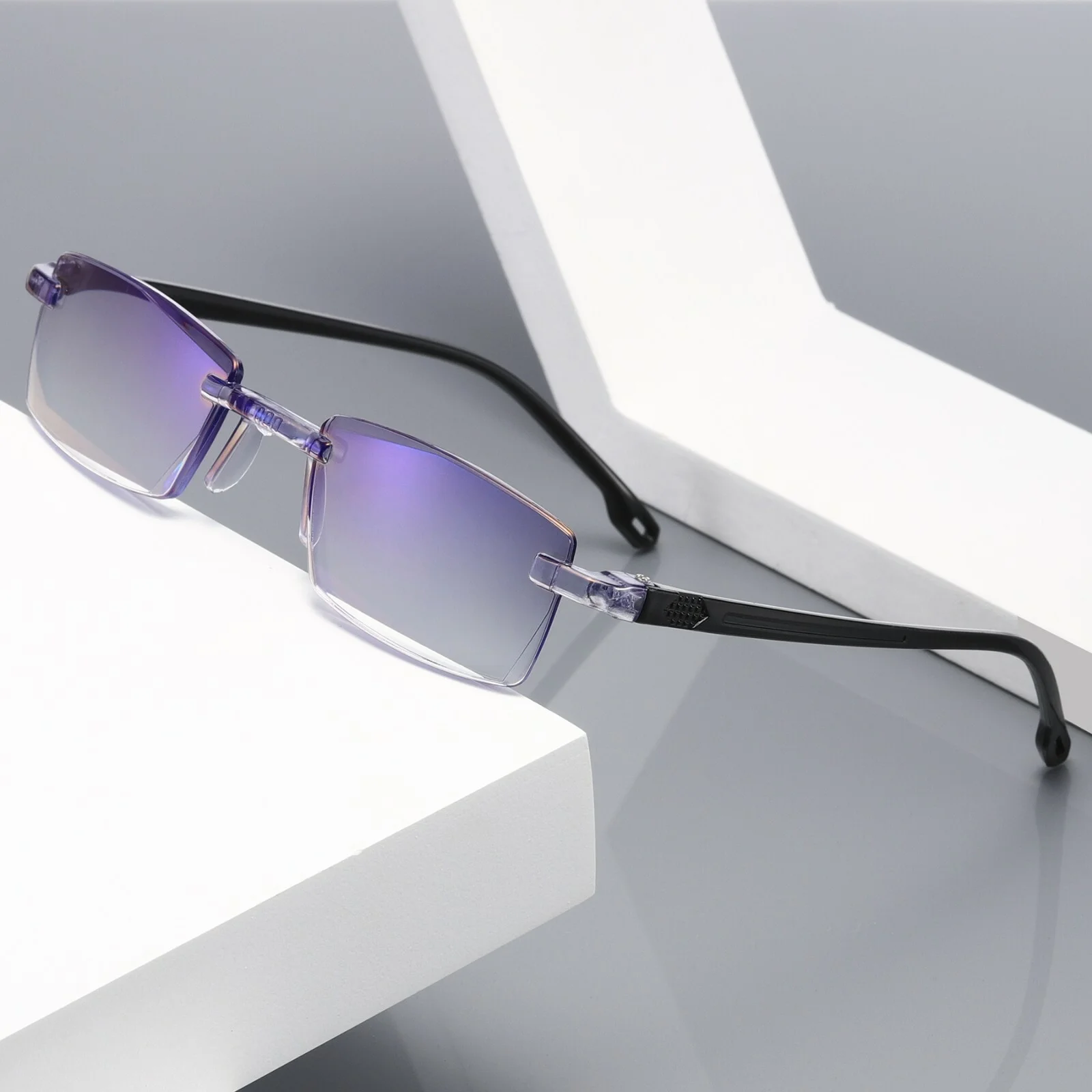 9 PK Mens Rectangular Rimless Blue Light Blocking Reading Glasses Unisex Readers 4