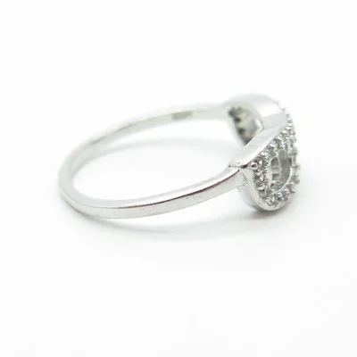 925 Sterling Silver White C Z Eyeglasses Ring Size 4.75 4