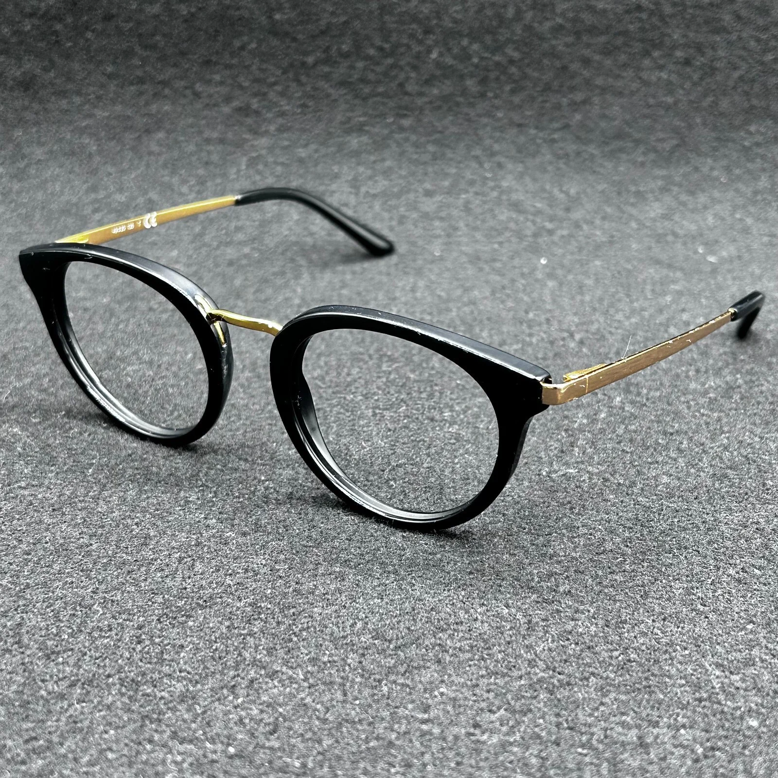 A New Day A32092 Eyeglasses **FRAME ONLY** Black & Gold 49-20-135 Used 1