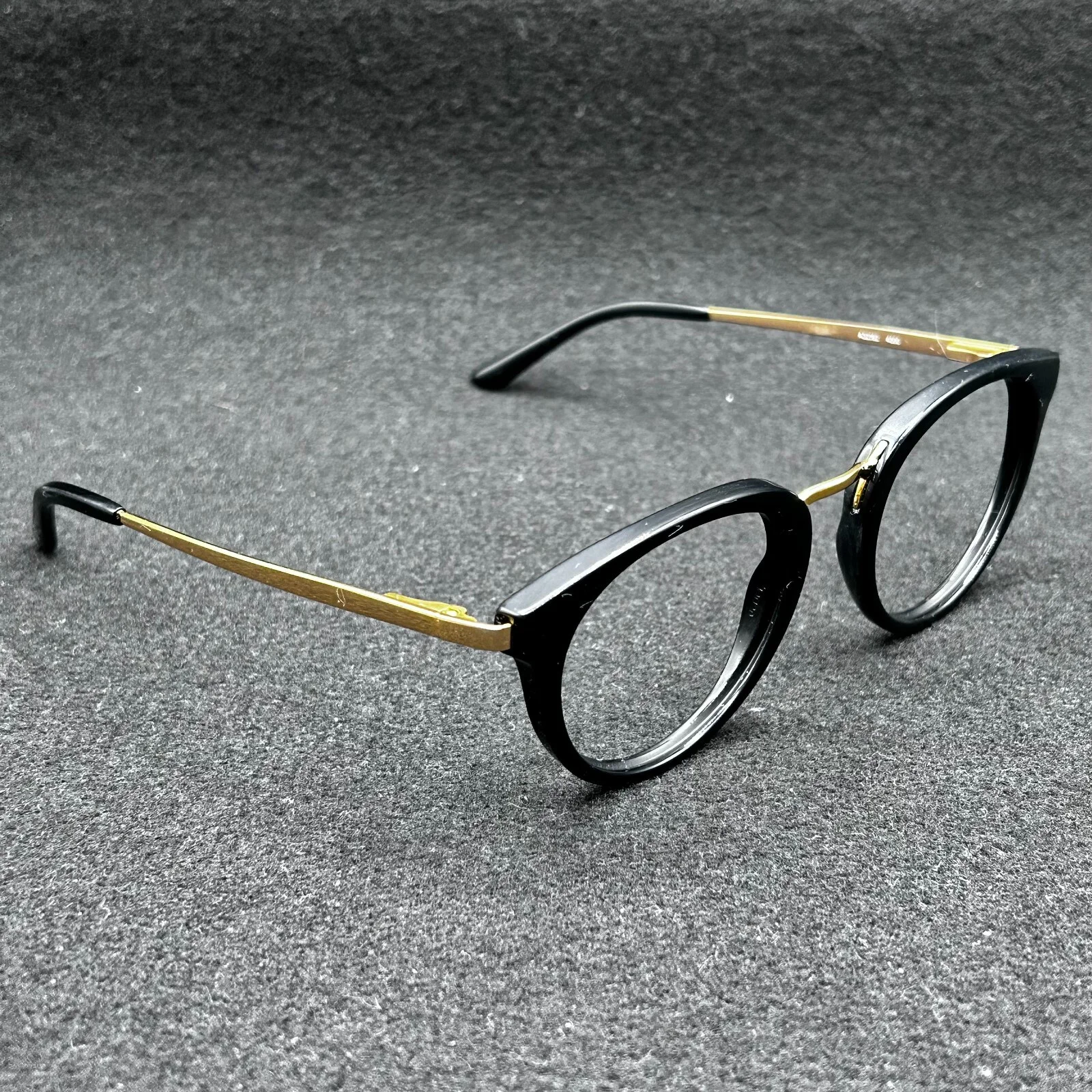 A New Day A32092 Eyeglasses **FRAME ONLY** Black & Gold 49-20-135 Used 3