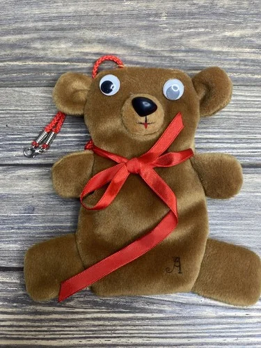 Accessorcase Holder Purse For Eye Glasses Phone Brown Teddy Bear Red Bow 6.5” 2