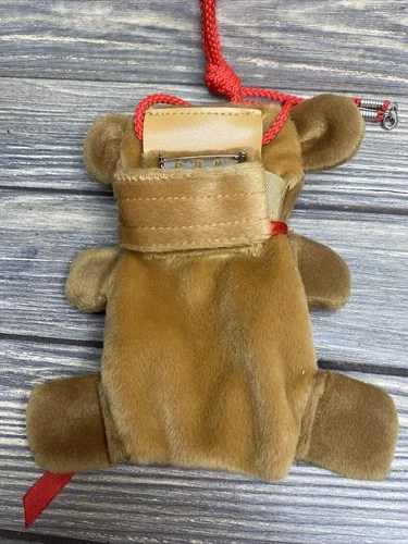 Accessorcase Holder Purse For Eye Glasses Phone Brown Teddy Bear Red Bow 6.5” 3