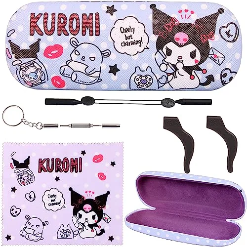 ADBGV Cute Kitty Hard Shell Eyeglasses Cases Cartoon Protective Case with Glasses Cloth Storage Box Eyewear Retainer Holder for Girl Teen