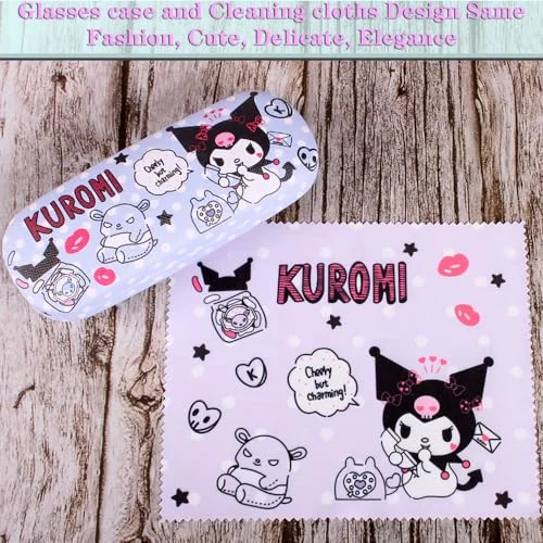 ADBGV Cute Kitty Hard Shell Eyeglasses Cases Cartoon Protective Case with Glasses Cloth Storage Box Eyewear Retainer Holder for Girl Teen 2