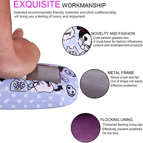 ADBGV Cute Kitty Hard Shell Eyeglasses Cases Cartoon Protective Case with Glasses Cloth Storage Box Eyewear Retainer Holder for Girl Teen 3