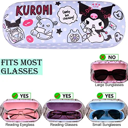 ADBGV Cute Kitty Hard Shell Eyeglasses Cases Cartoon Protective Case with Glasses Cloth Storage Box Eyewear Retainer Holder for Girl Teen 4