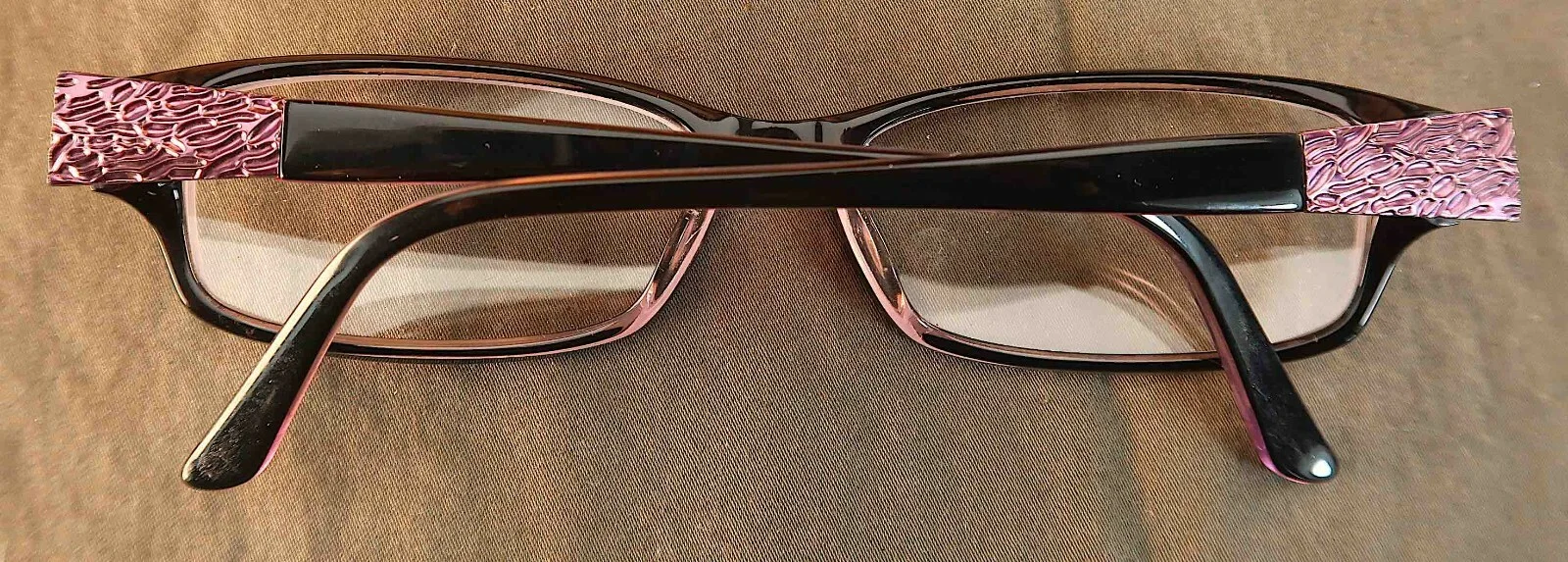 Adensco Jan Eyeglasses Frames Black w Purple Overall Width 130 53-15-135 2