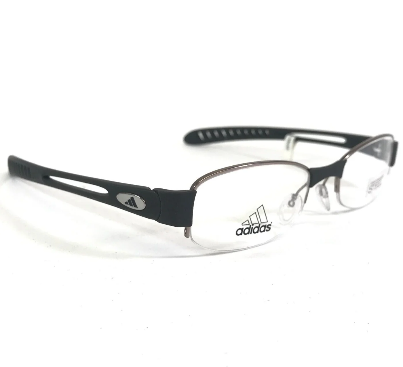 adidas Eyeglasses Frames a881 40 6052 Grey Silver Rectangular Half Rim 50-19-135 3