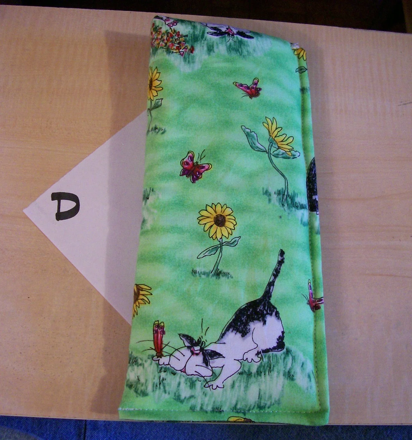 AF0839 HANDMADE BY SELLER SOFT EYEGLASS CASE & LENS CLOTH fabric cat sunflower 3